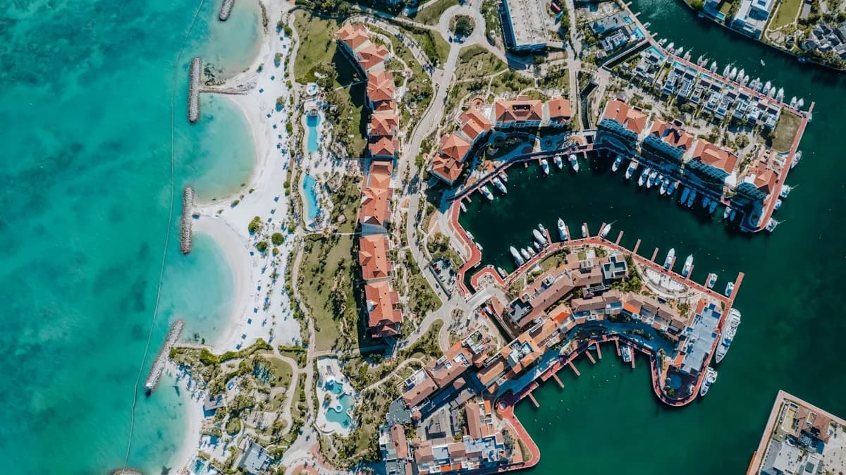 Aerial view of the coastline