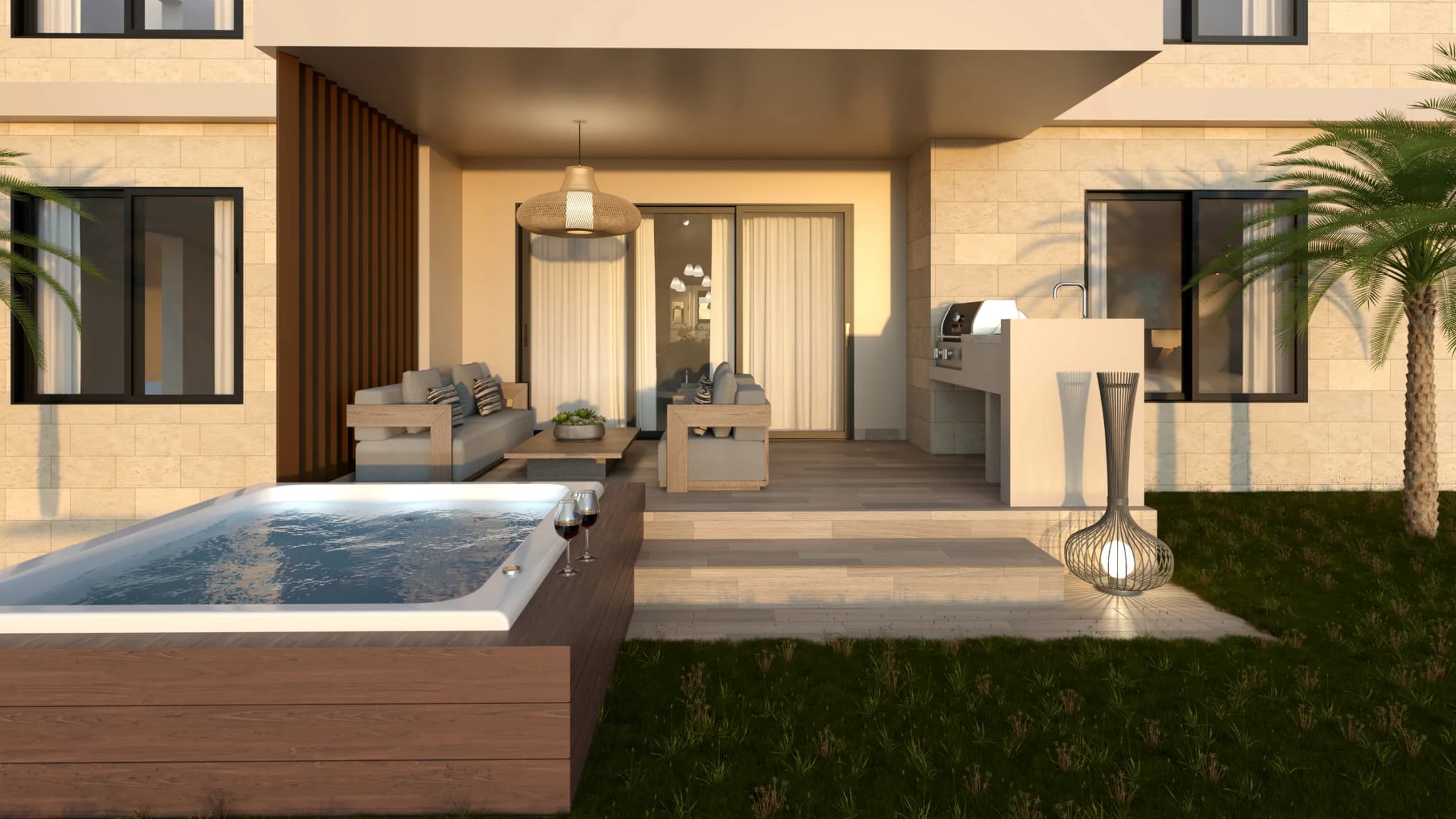 Terraza con jardín de un apartamento de planta baja