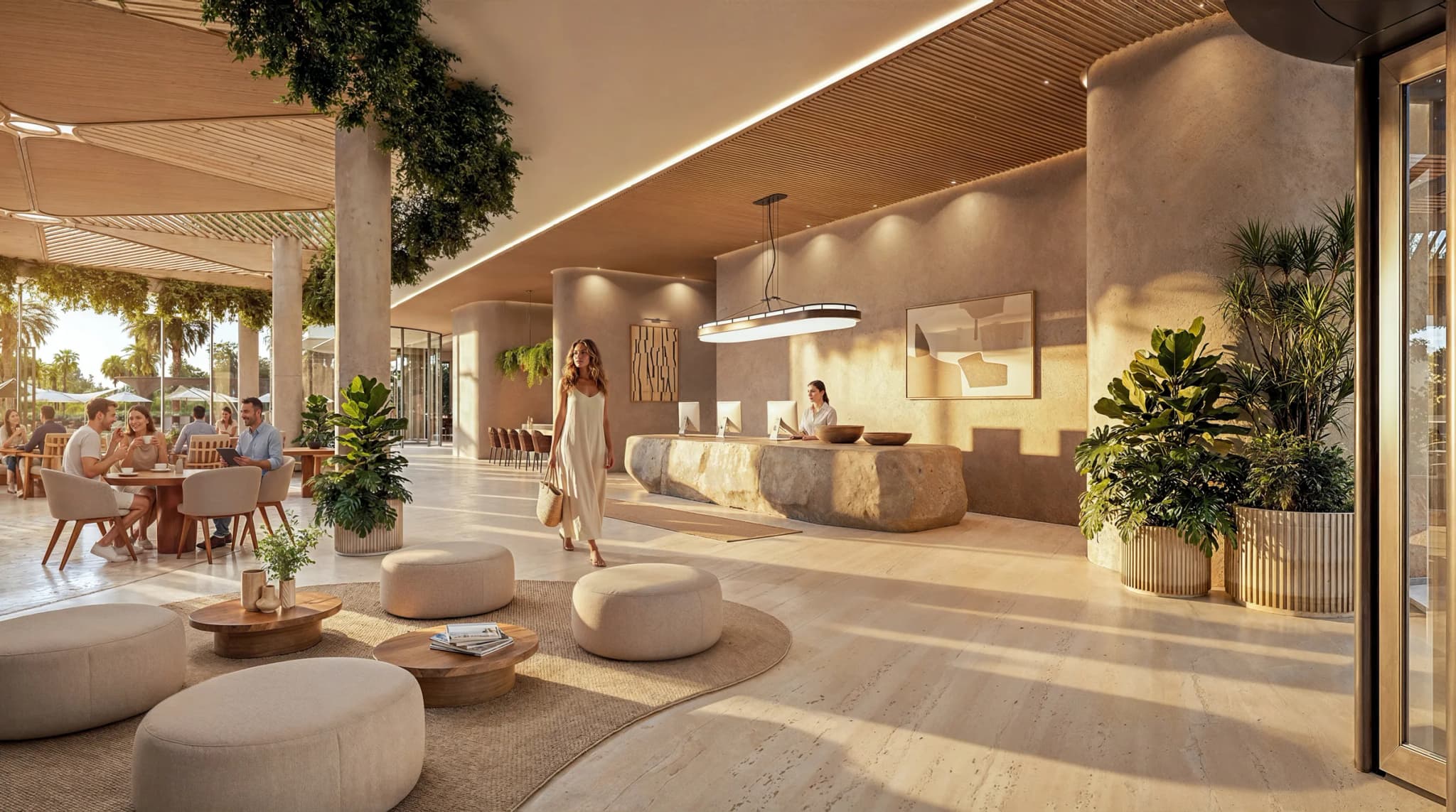 Lobby con recepción y zona de estar