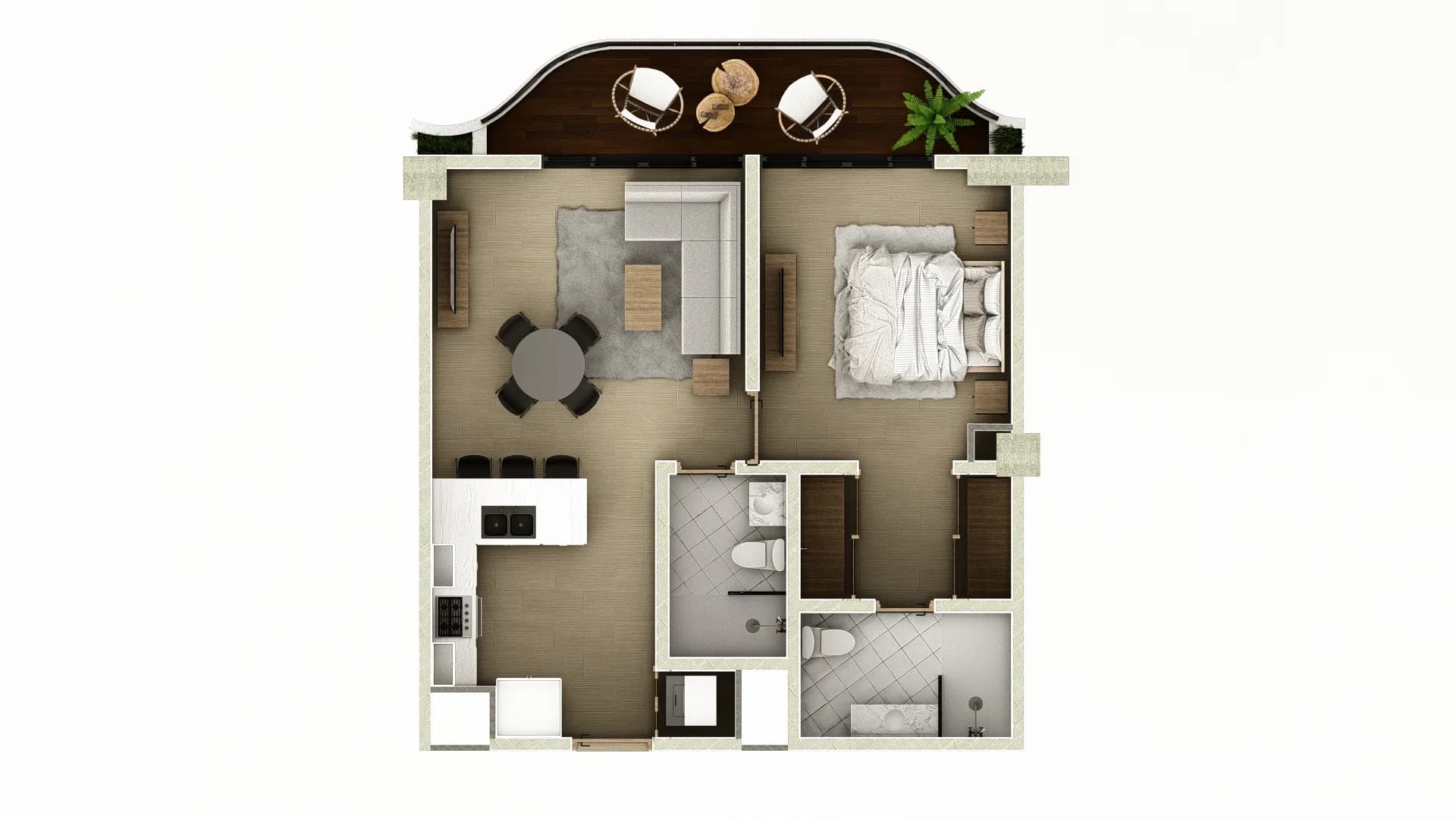 Plano tipo de Tipo A · 1 dormitorio en Circle Residences