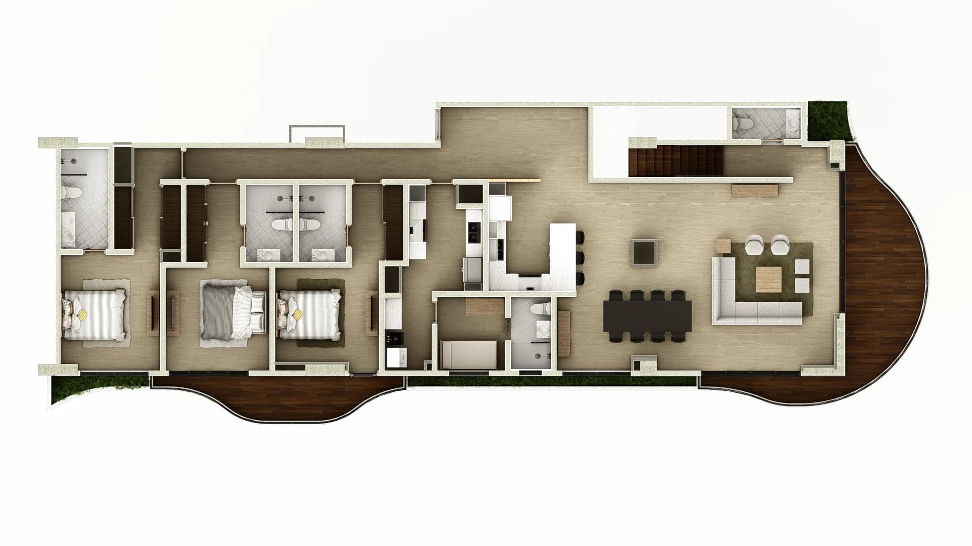 Plano de referencia de Tipo D Rooftop · 3 dormitorios en Circle Residences