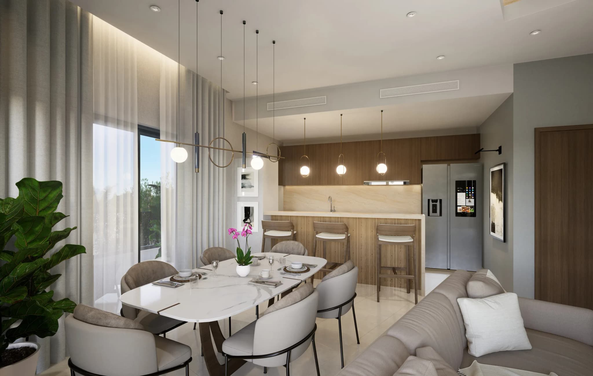 Comedor y cocina de un apartamento