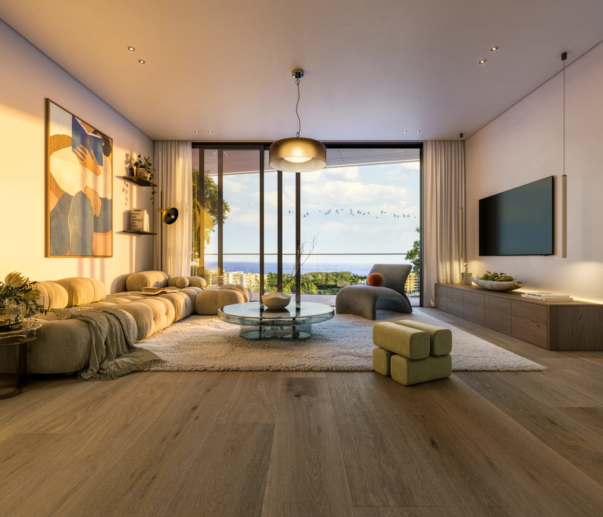 Render de interior de 1 habitación en Makai
