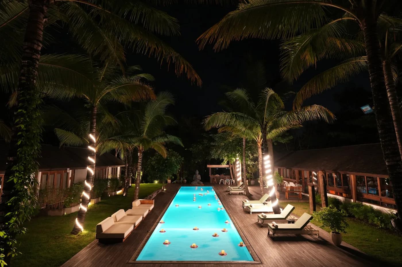 Resort pool with loungers