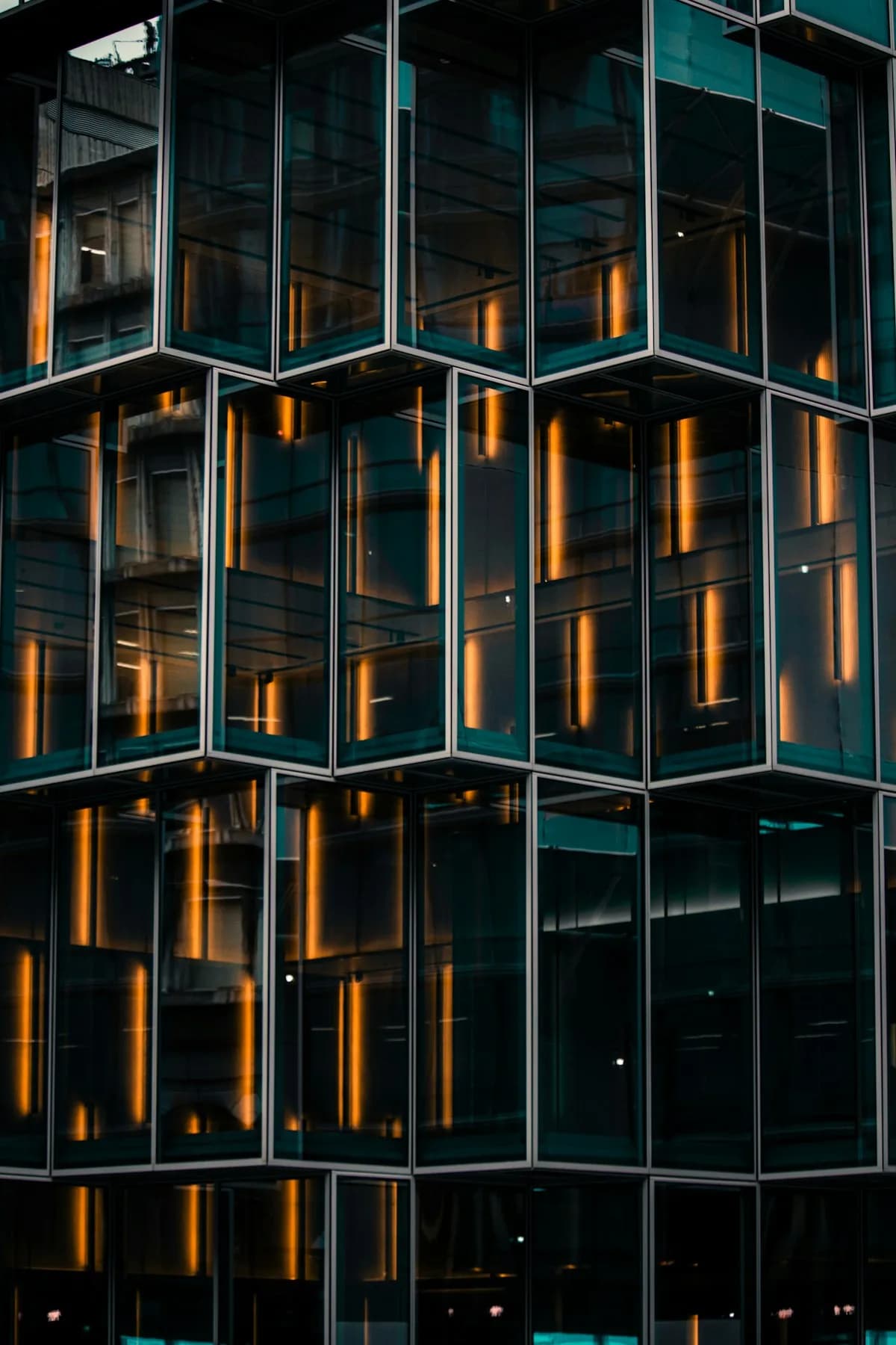 Glass facade with night reflections