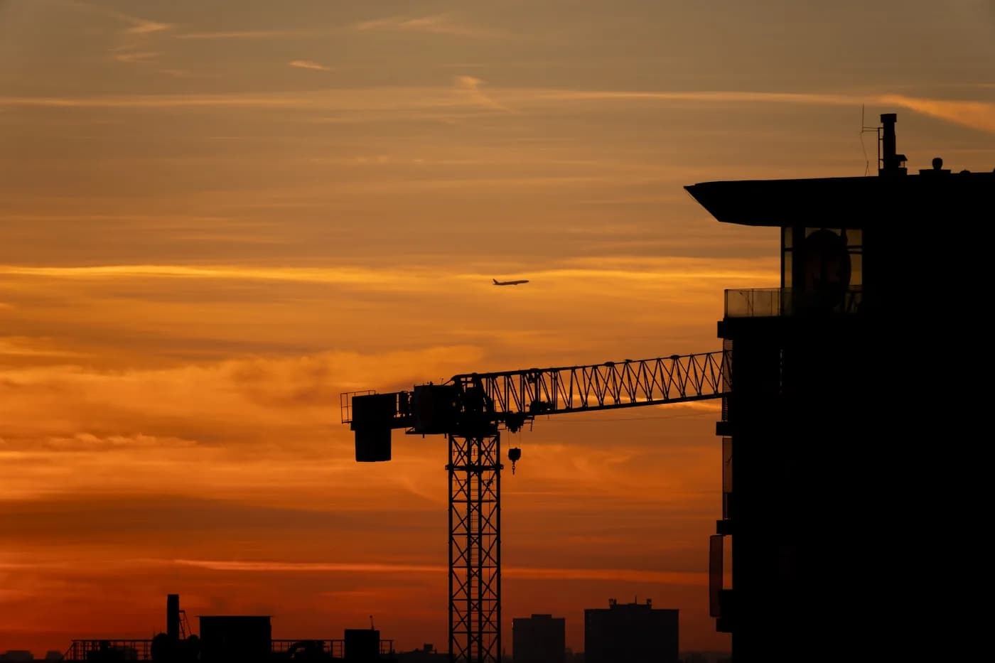 Construction crane at dusk
