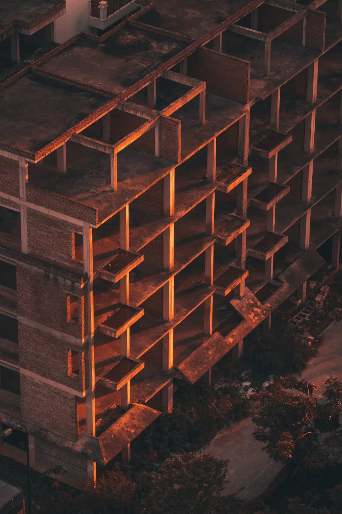 Structure under construction at dusk