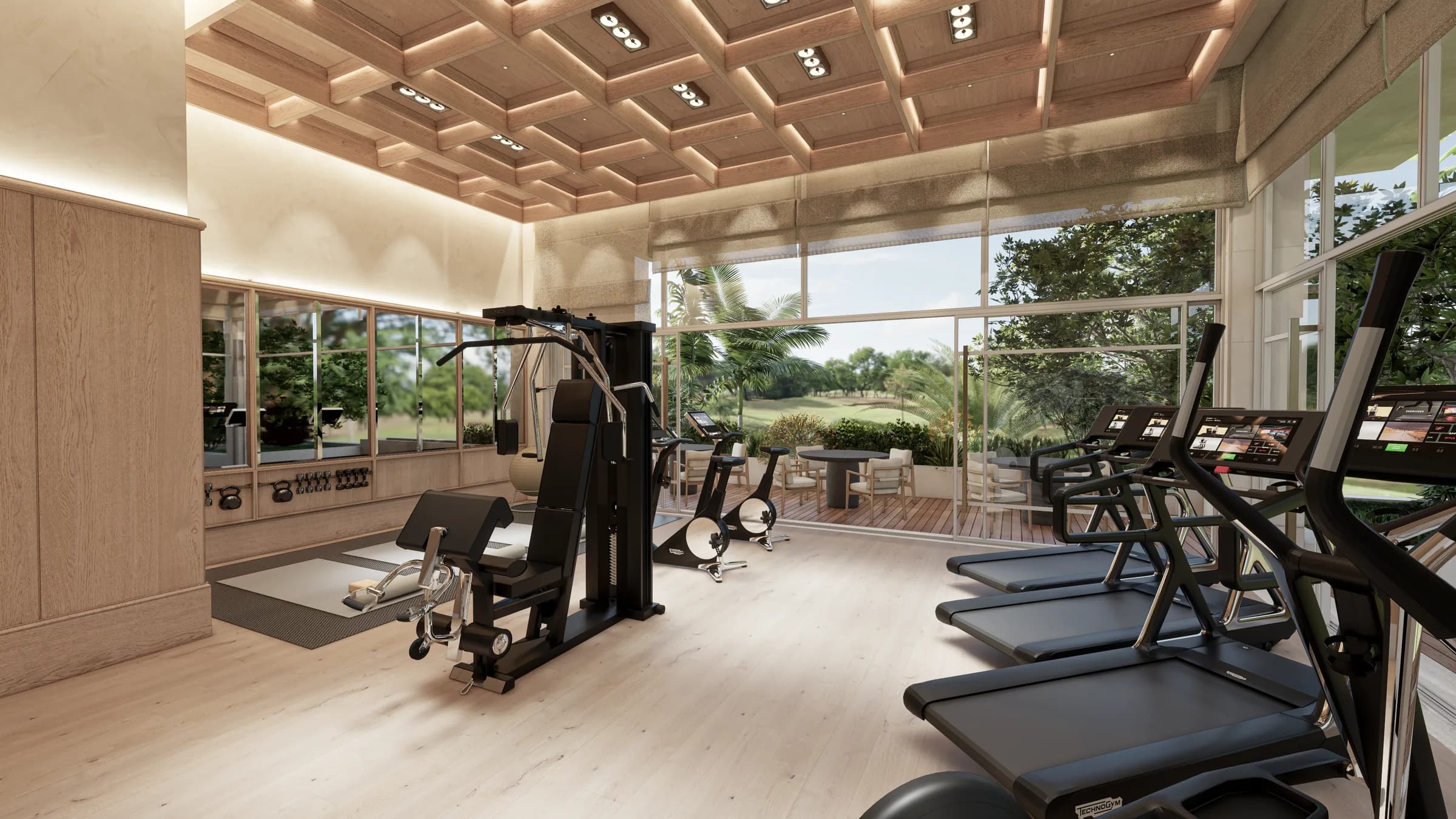 Gym overlooking the garden