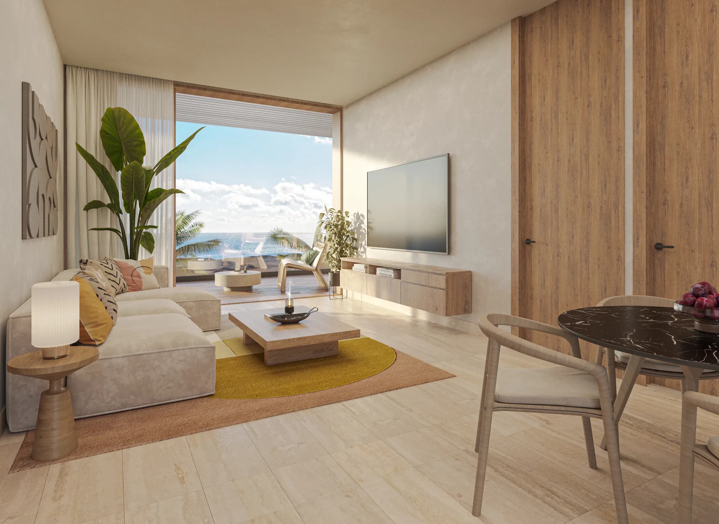 Living room opening onto the terrace