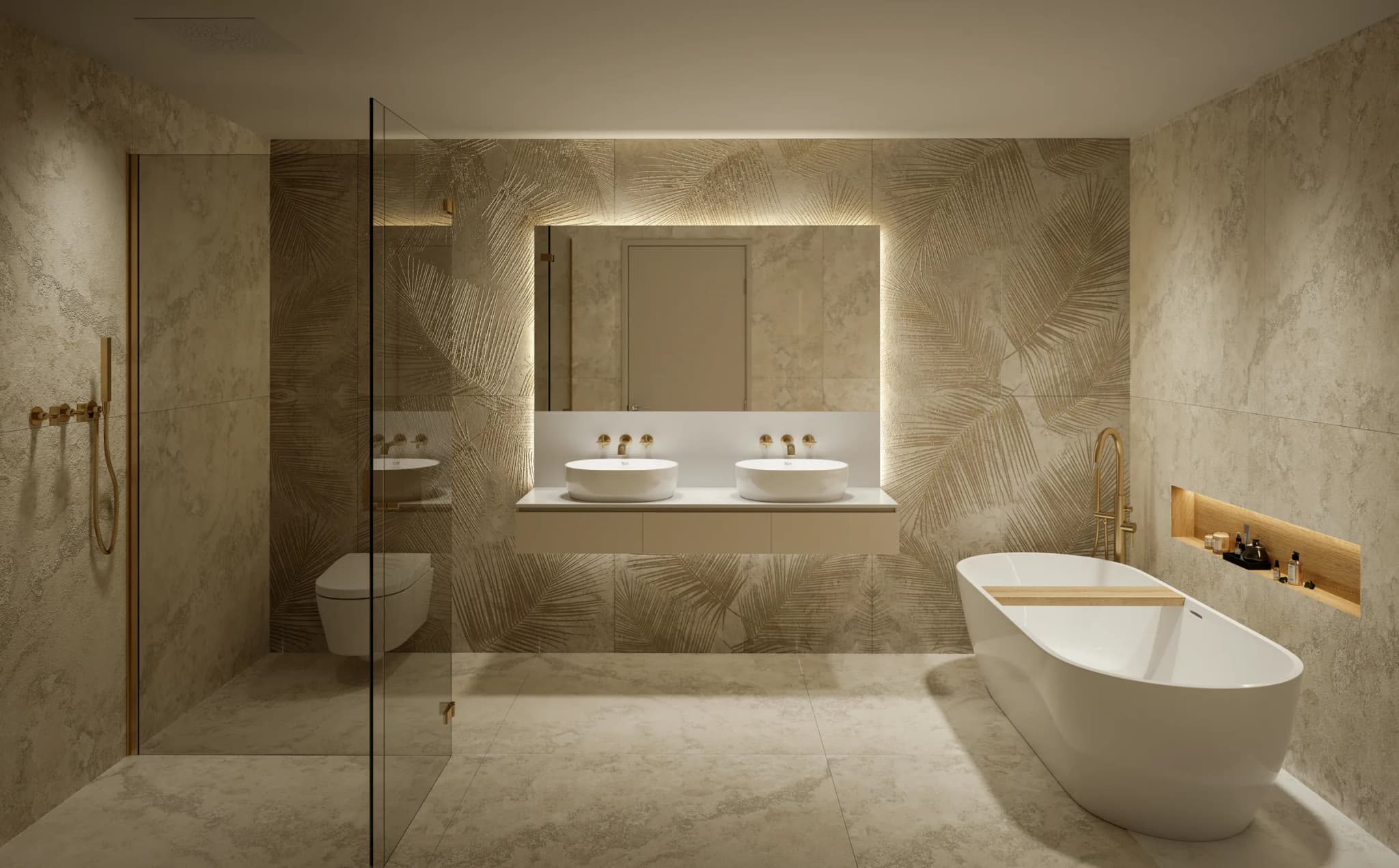 Baño principal con bañera exenta y doble lavamanos